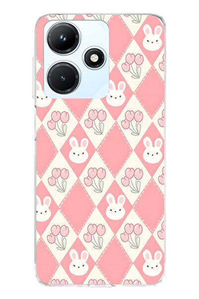 FLAMENKO حافظة هاتف شفافة متوافقة مع Infinix Hot 30i من نوع Rabbit وLale منقوش