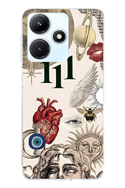 FLAMENKO حافظة هاتف شفافة متوافقة مع Infinix Hot 30i Astro Symbolic Collage و...