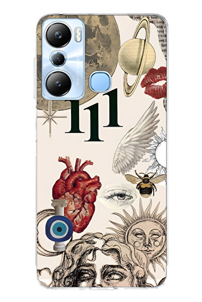 FLAMENKO حافظة هاتف شفافة متوافقة مع Infinix Hot 20i Astro Symbolic Collage و...