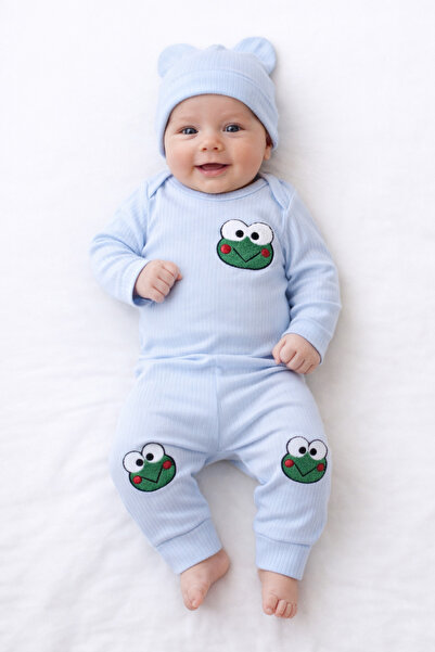 OEM 3-piece baby set – Light blue - with frog