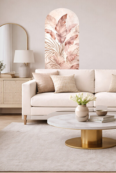 Sim Tasarım Set zidnih naljepnica sa ovalnim tropskim lišćem u nježnim bojama