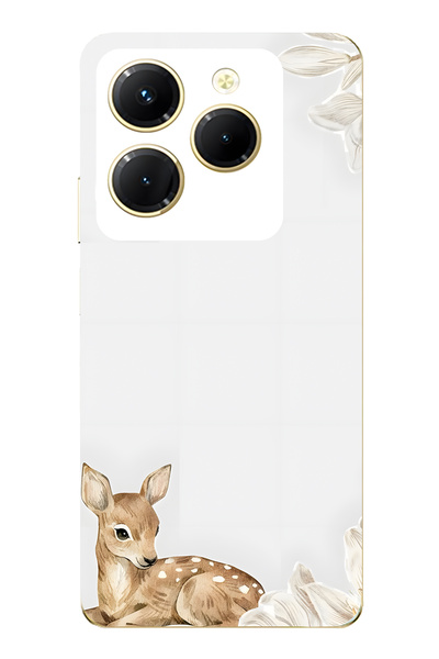 FLAMENKO حافظة هاتف شفافة متوافقة مع هاتف Infinix Hot 40i Yavru Geyik منقوش