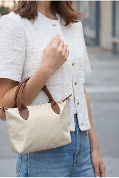 7K Women's Beige Mini Handbag and Shoulder Bag – Zippered, Detachable Strap P...