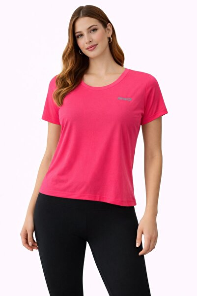 WOMEN Women's neon pink sports T-shirt, fitness