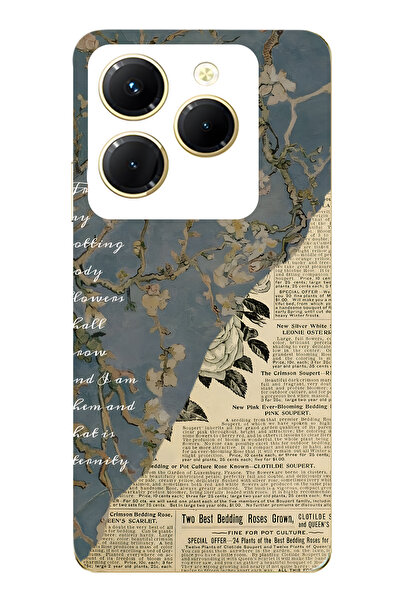 FLAMENKO حافظة هاتف شفافة متوافقة مع Infinix Hot 40i Vintage Newspaper Collag...