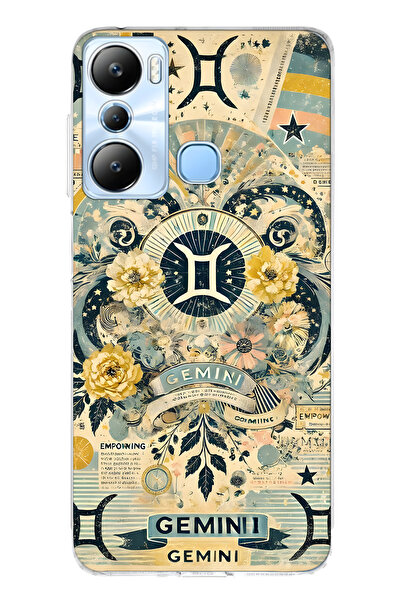 FLAMENKO حافظة هاتف شفافة متوافقة مع Infinix Hot 20i Gemini D منقوش