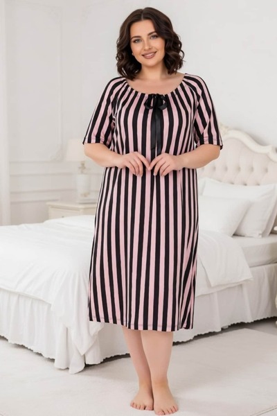 tarzımsüper Women's Plus Size Ripped Buttoned Pocketed Long Dress Nightgown