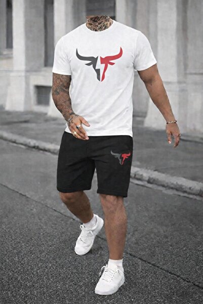 zeag Men's Large Bull Print T-Shirt and Shorts Set