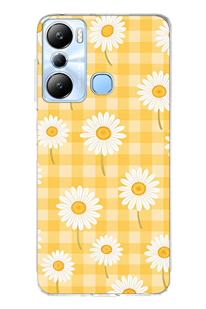 FLAMENKO حافظة هاتف شفافة متوافقة مع هاتف Infinix Hot 20i باللون الأصفر بنقش ...