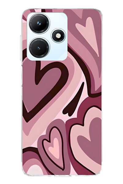 FLAMENKO حافظة هاتف شفافة متوافقة مع هاتف Infinix Hot 30i باللون الأحمر الداك...