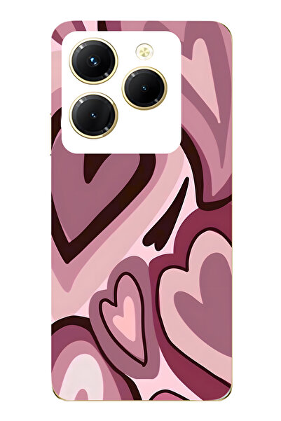 FLAMENKO حافظة هاتف شفافة متوافقة مع Infinix Hot 40i باللون الأحمر الداكن Hea...