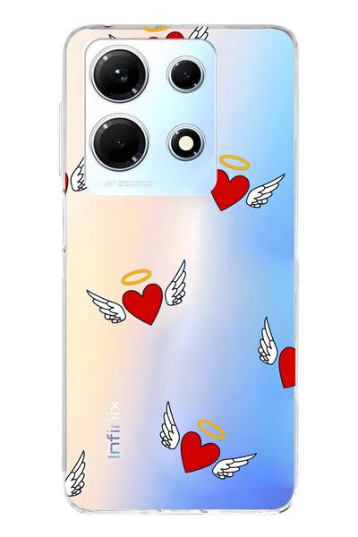 FLAMENKO حافظة هاتف شفافة متوافقة مع انفينيكس نوت منقوش من نوع Angel Heart 30