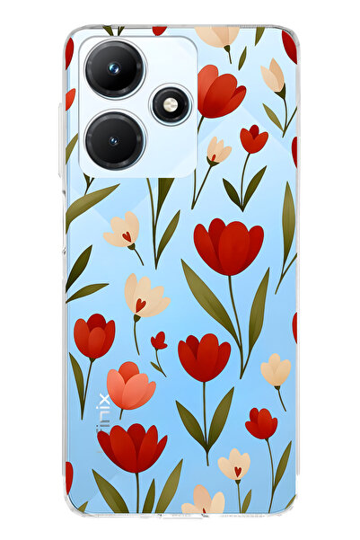 FLAMENKO حافظة هاتف شفافة متوافقة مع هاتف Infinix Hot 30i باللون الأحمر Tulip...