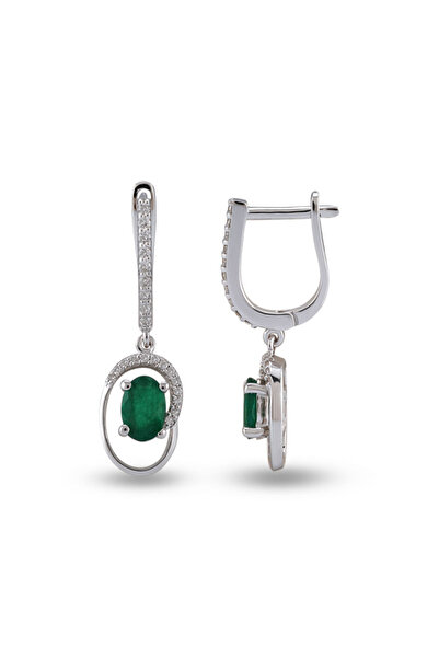 Harem Altın 0.96 Ct Pırlantalı Zümrüt Küpe RTK22