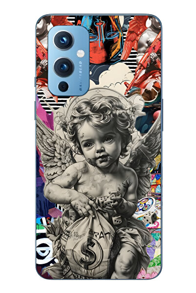 FLAMENKO حافظة هاتف شفافة متوافقة مع One Plus 9 من Melek Kolaj منقوش