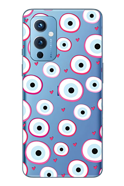 FLAMENKO حافظة هاتف شفافة متوافقة مع One Plus 9 باللون الوردي منقوش