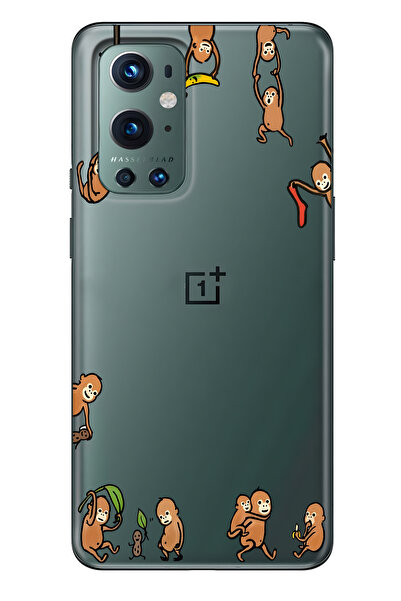 FLAMENKO حافظة هاتف شفافة متوافقة مع One Plus 9 Pro Monkeys منقوش