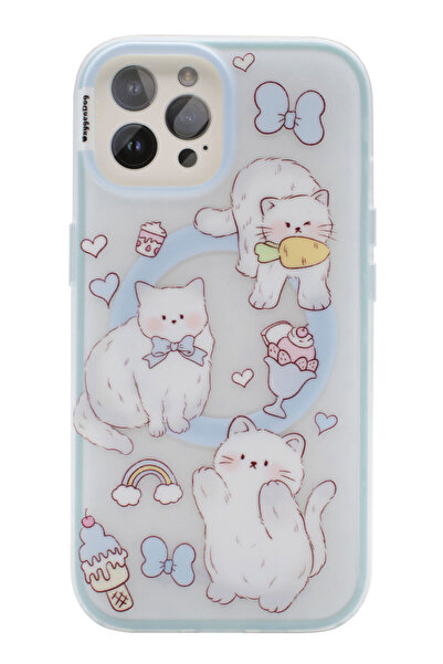 OEM Husa Silicon OxygenDog Model "Ice Cream Kitty" Magnetica, pentru iPhone 1...