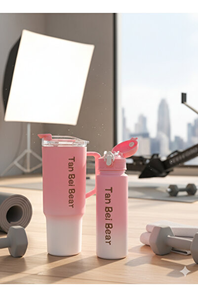 BMHOUSE 2’li Spor Matara Seti Büyük Boy Termos Kupa Araç İçi Bardaklık Uyumlu...