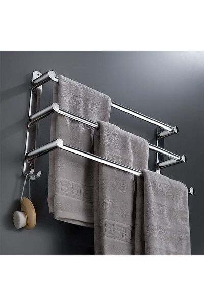 Dotail Suport extensibil pentru prosoape Boyorc, 3 bare, cârlige, reglabil 43...