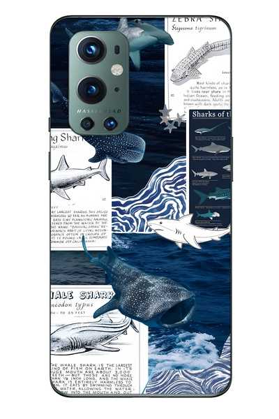 FLAMENKO حافظة هاتف شفافة متوافقة مع One Plus 9 Pro بتصميم Shark and Ocean Th...