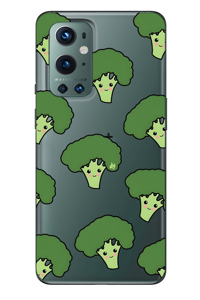 FLAMENKO حافظة هاتف شفافة لطيفة متوافقة مع One Plus 9 Pro من نوع Brokoli منقوش