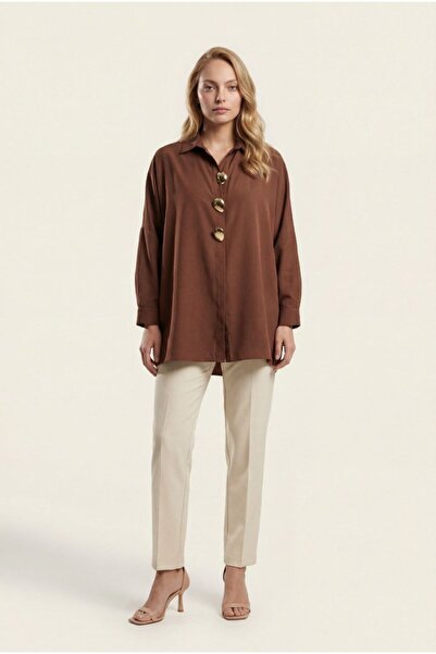 Noi Belis Big Accessory Detail Extra Oversized Woven Shirt Ss26Go0009