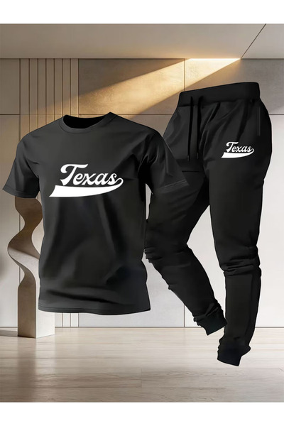 Rayan & Hoor Style Bi̇g B Printed Sweatpants and T-Shirt - J Jogger Pants T-S...