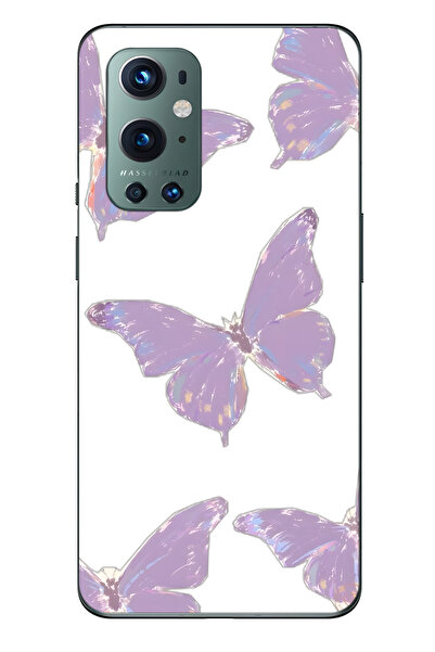 FLAMENKO حافظة هاتف شفافة متوافقة مع One Plus 9 Pro من نوع Purple Butterfly م...