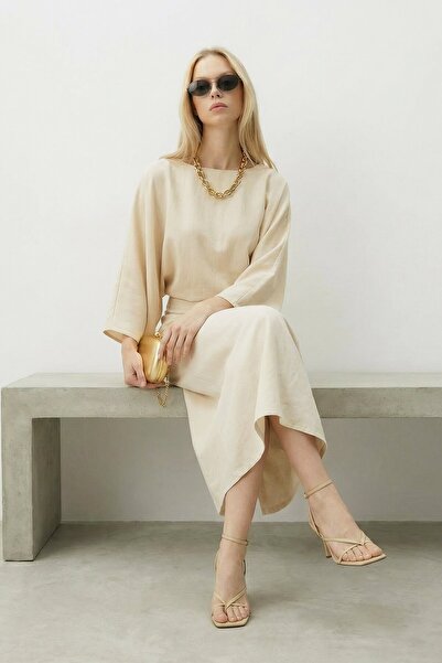 VAGGON Relaxed Fit Bat Sleeve Long Dress