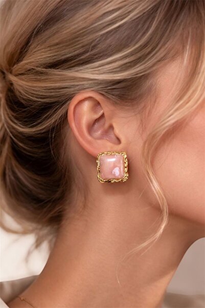 MatmazelLavinya Vintage Earrings with Pink Stone Detail