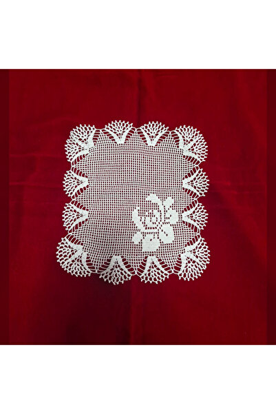 Petek Collection Set of 6, Lace Knitted Square Covers, 100% Handmade, Dowry S...