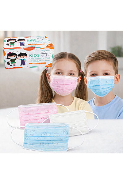 Generic Măști de protecție reglabile, set 50 pentru copii, diverse culori