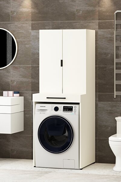 Avmpark Mila Banyo_Dolabı Düz Kapaklı Çamaşır-Kurutma Makinesi Dolabı
