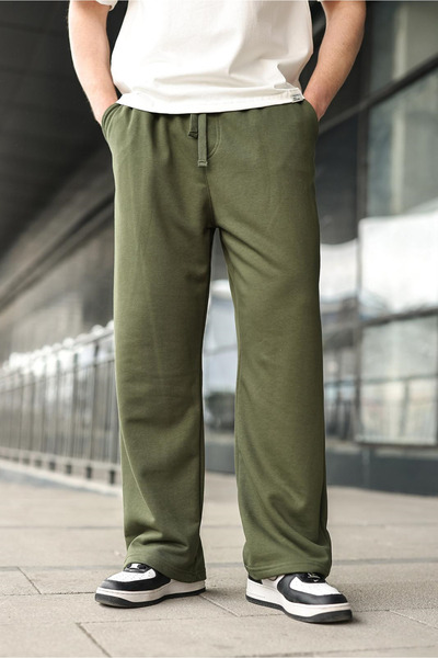 Madmext Khaki Relaxed Fit Wide-Leg Men's Sweatpants E6589