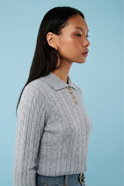 HAKKE Polo Yaka Düğmeli Triko KAZAK