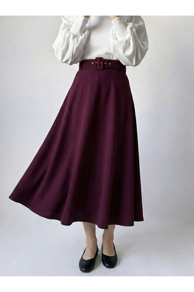 Foremia Kemerli Kloş Etek-Bordo