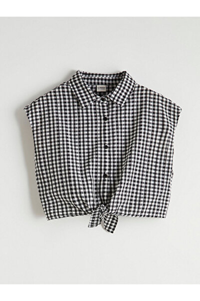 LC Waikiki Μαύρο κοριτσίστικο πουκάμισο Καρό από το κατάστημα GiyÇık