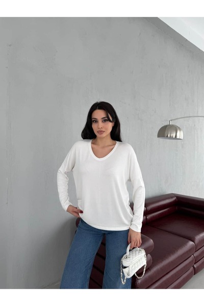 VeniLife Buzzy Fabric V-Neck Casual Blouse