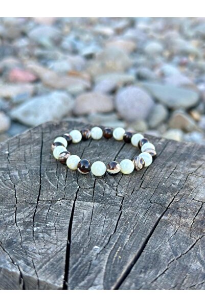 Zodyak Doğal Taş 8mm Natural Stone - Brown Stone Men's and Women's Bracelet
