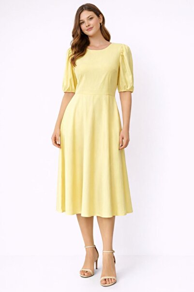 WOMEN Pastel yellow dress, elegant and feminine