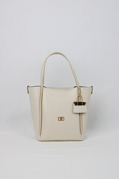 mossi Krem ženska torba sa zlatnim detaljima za svakodnevnu upotrebu