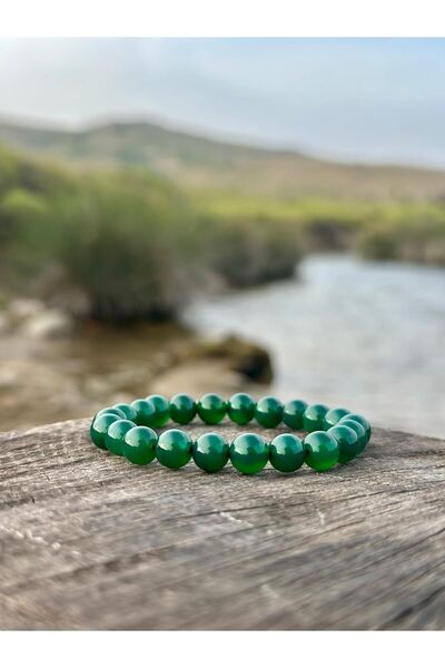 Zodyak Doğal Taş سوار من حجر العقيق الأخضر مقاس 8 مم للرجال والنساء من الحجر ...