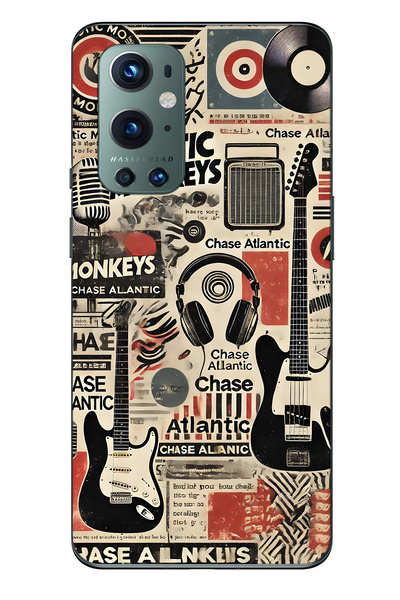 FLAMENKO حافظة هاتف شفافة متوافقة مع One Plus 9 Pro Music Collage منقوش