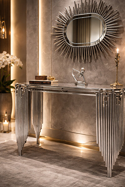 lowena home Dresuar Takımı Ultra Lak Gümüş Kaplama Ayna Dahil 140cm Takım