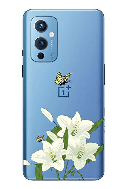 FLAMENKO حافظة هاتف شفافة متوافقة مع ون بلس 9 من وايت ليلي منقوش