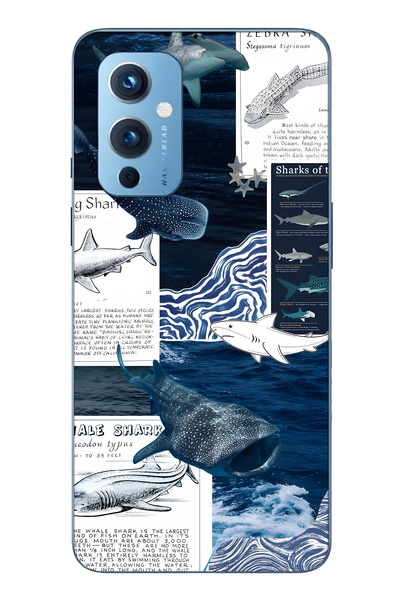 FLAMENKO حافظة هاتف شفافة متوافقة مع One Plus 9 بتصميم Shark and Ocean Theme ...