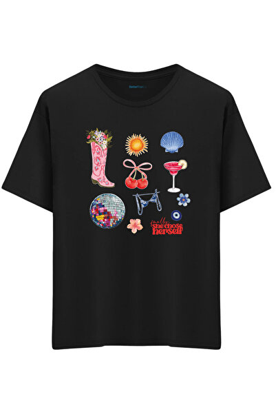 BetterThanCo Dragoste de sine cu imprimeu guler rotund supradimensionat tricou