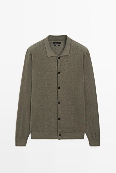 Massimo Dutti Düğmeli keten triko hırka