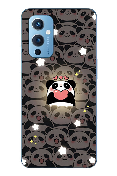 FLAMENKO حافظة هاتف شفافة لطيفة متوافقة مع One Plus 9 من نوع Panda منقوش